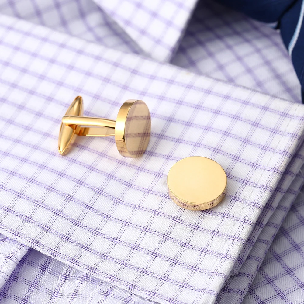 High Quality Blank Mens Cufflinks French Style Shirt Gold Plated Simple Cuffs Buttons Copper Metal Gemelos Male Jewelry Accessor 250515