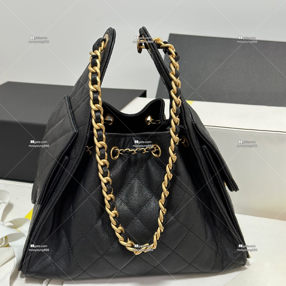 12A Upgrade Mirror Quality Designer 25 Bag Small Quilted Handbags for Women Shoulder Bags Real Caviar Leather Black Purse Luxury Hobo Tote Bag with Box AS5293