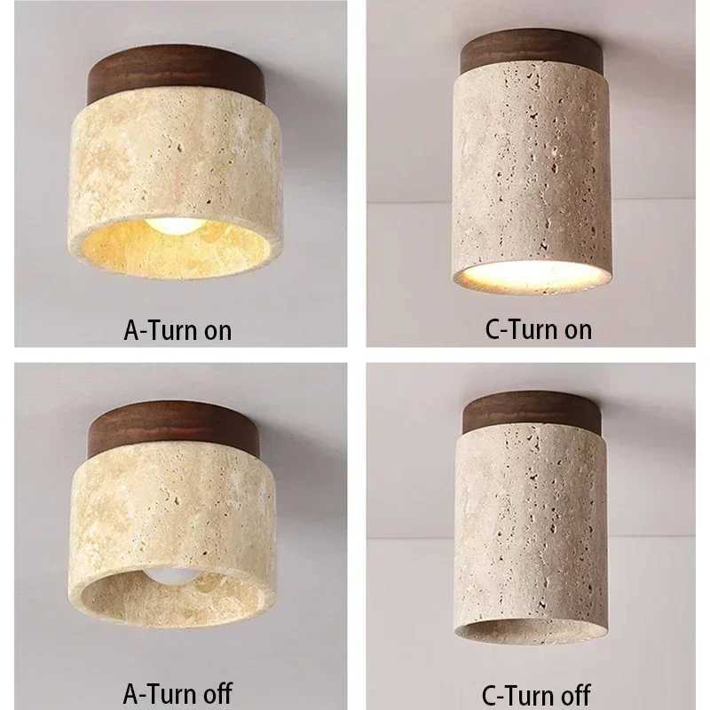 Modern Travertine Stone Ceiling Lamp Hallway Foyer Bedroom Corridor Flush Mounted Staircase Indoor Lighting Fixture Home Decor Z250515