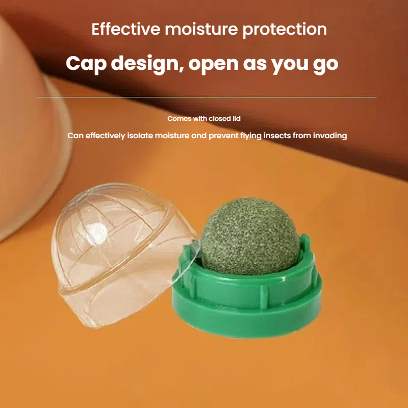 Self-Sticking Catnip Sphere for Lickable Fun & Teeth Cleaning