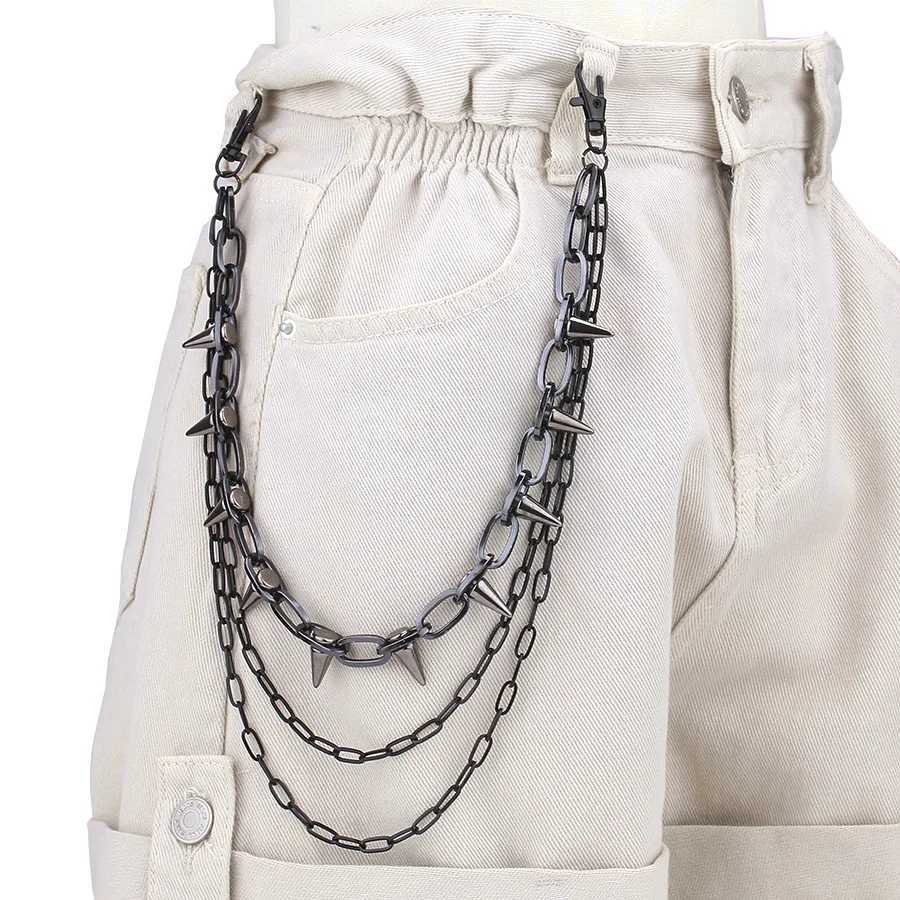Fashion Hip-hop Punk Metal Rivets Pants Chain Multi-layer Waist Chain Dress Up Pants Hundred With Jewelry Emo Accessories Gifts Y250515