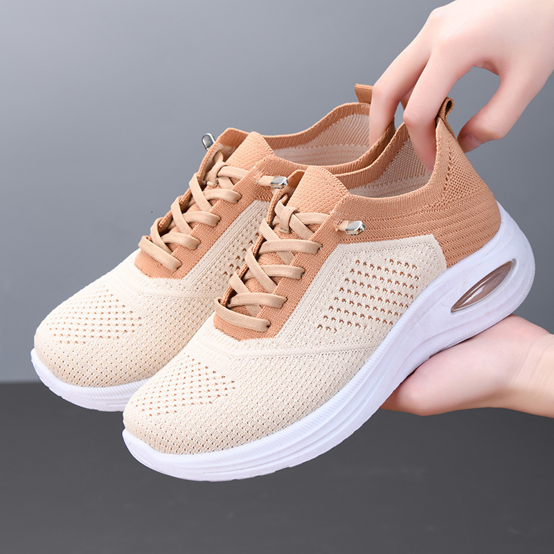 Women S New Casual Lace Up Casual Shoes Socks Mesh Shoes Soft Soled Sports Shoes For Women Ddmysaturn