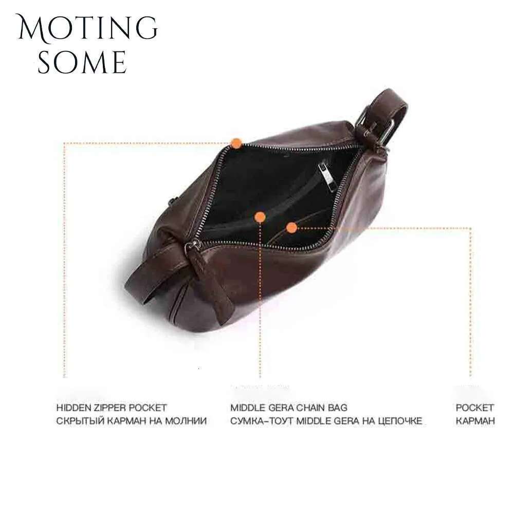 Motingsome Frist Layer Cowhide Handbag Women Saddle Purse Shoulder Fashion Satchel Lady Daily Bags Black Tote