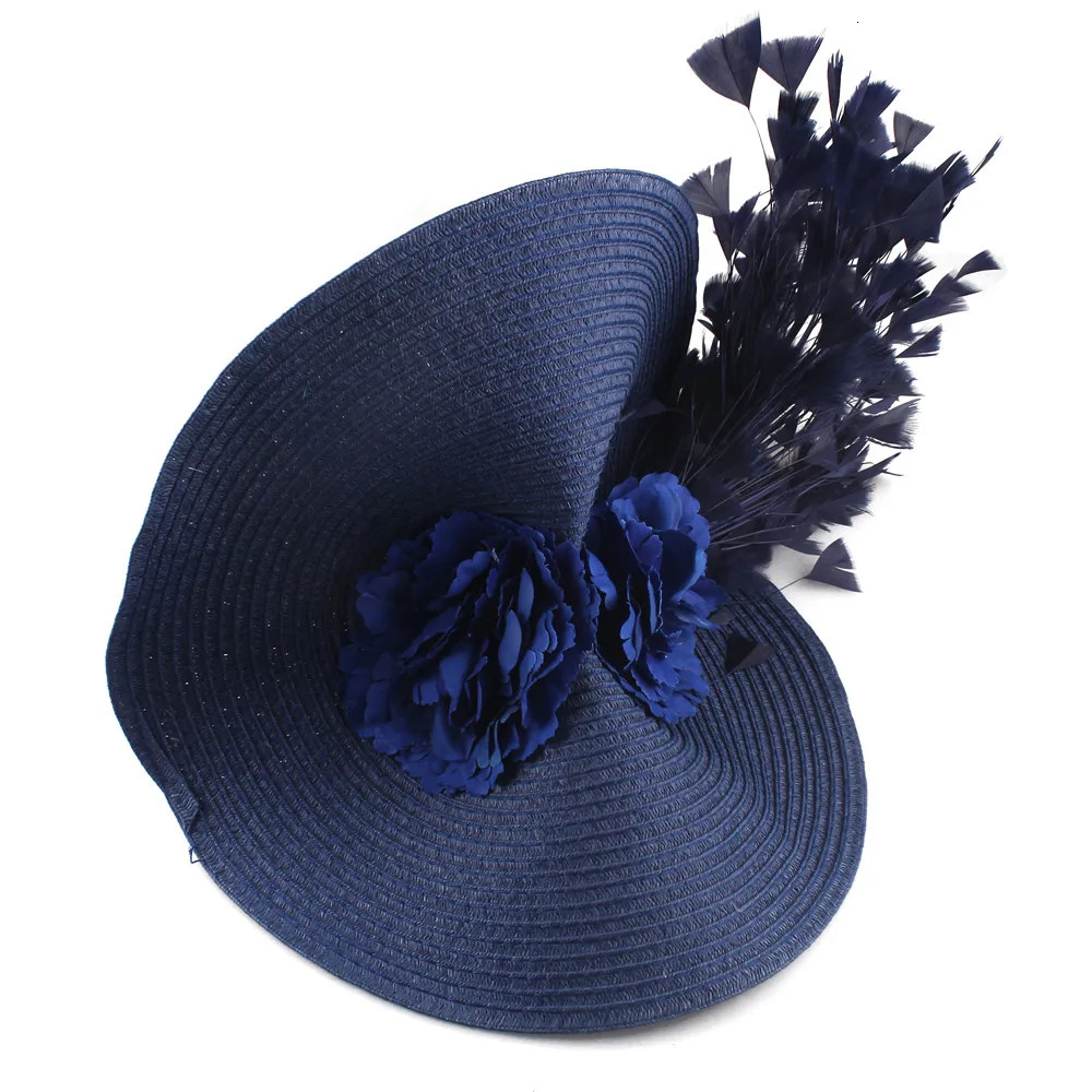 Ladies Black Fascinators Millinery Hat Party Wedding Straw Hat Wide Brim Fedora kentucky Headpiece Church Hair Accessories 250514