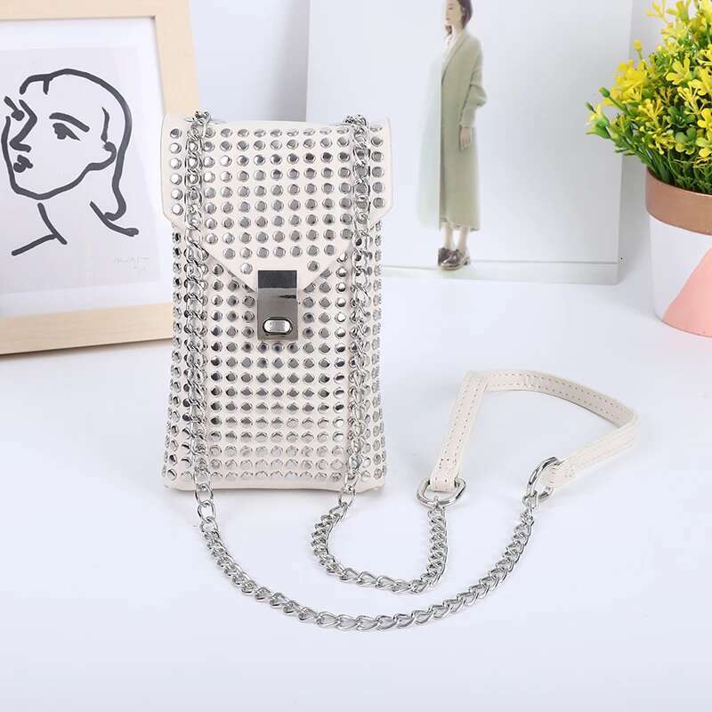 PU Leather Mini Women's Shopper Shoulder Rivet Flap Chain Crossbody Bags Designer Purses And Handbags Female Retro Phone Bag