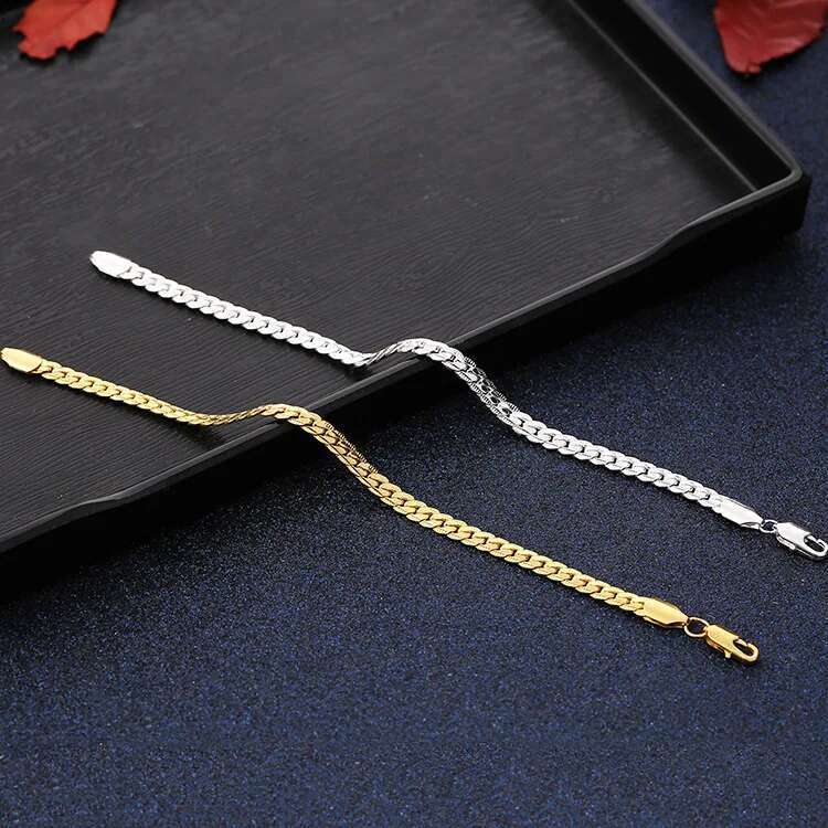 Sterling Sier Gold 6Mm Chain Bracelets Neckalce For Women Men Fashion Party Wedding Jewelry Sets Gifts