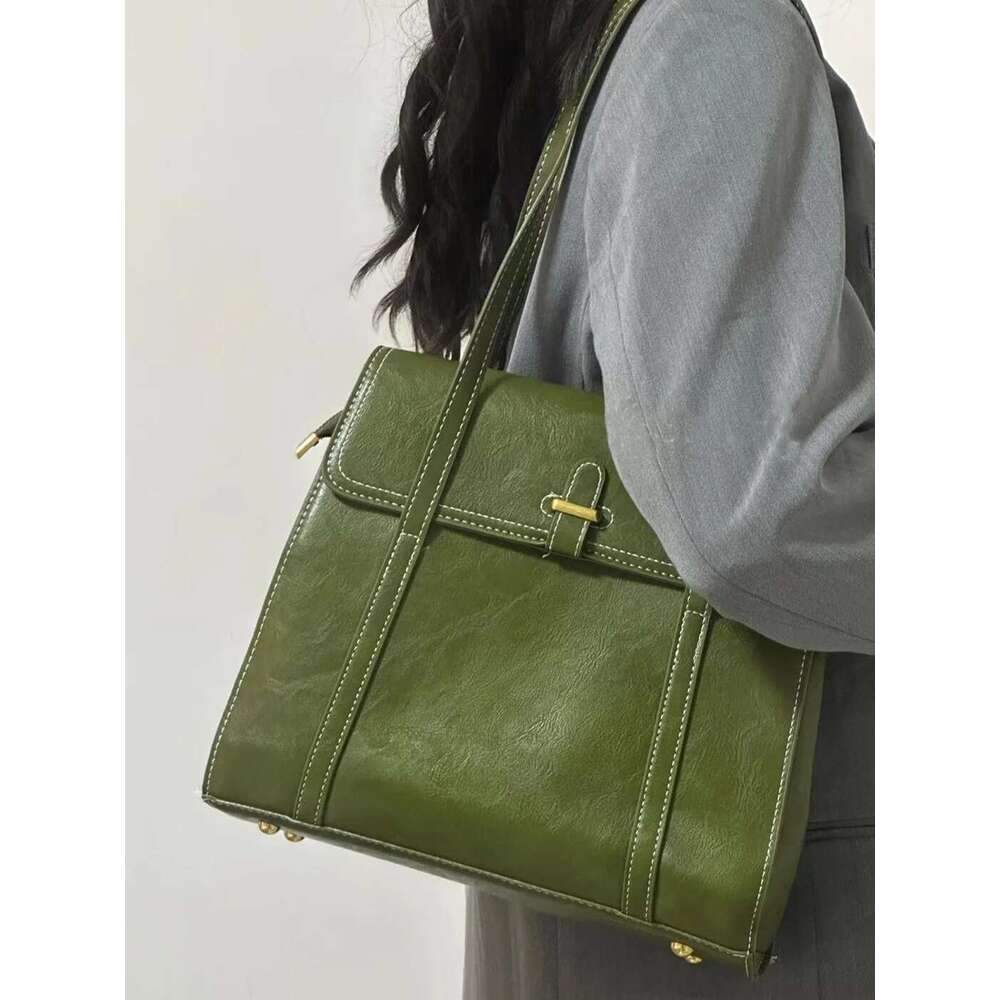 JIAERDI Green Vintage Handbags Women High Street Pu Leather Large Capacity Casual Shoulder Tote Bag Female Y2k Handbag Aesthetic