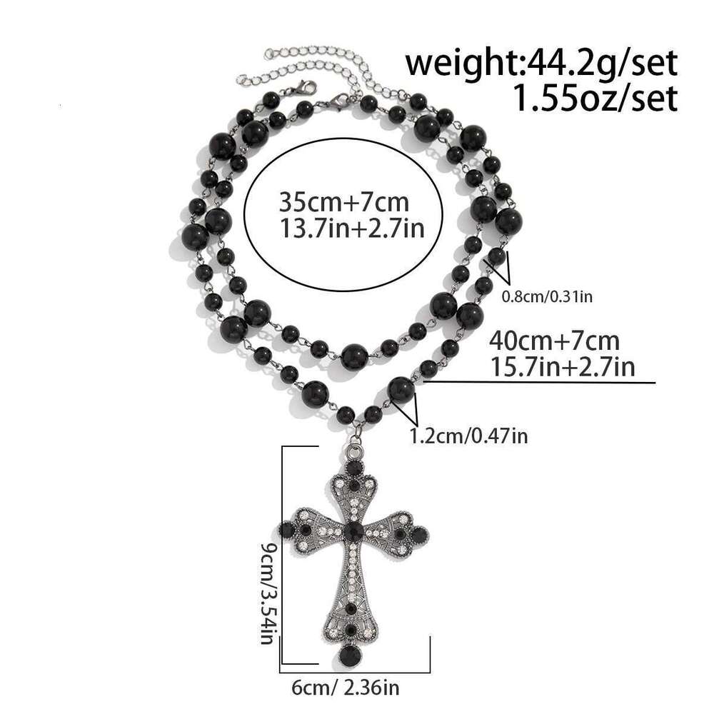 Ingesight.Z Charm Elegant Imitation Pearl Choker For Men Women New Goth Jesus Cross Pendant Necklace Male Party Jewelry