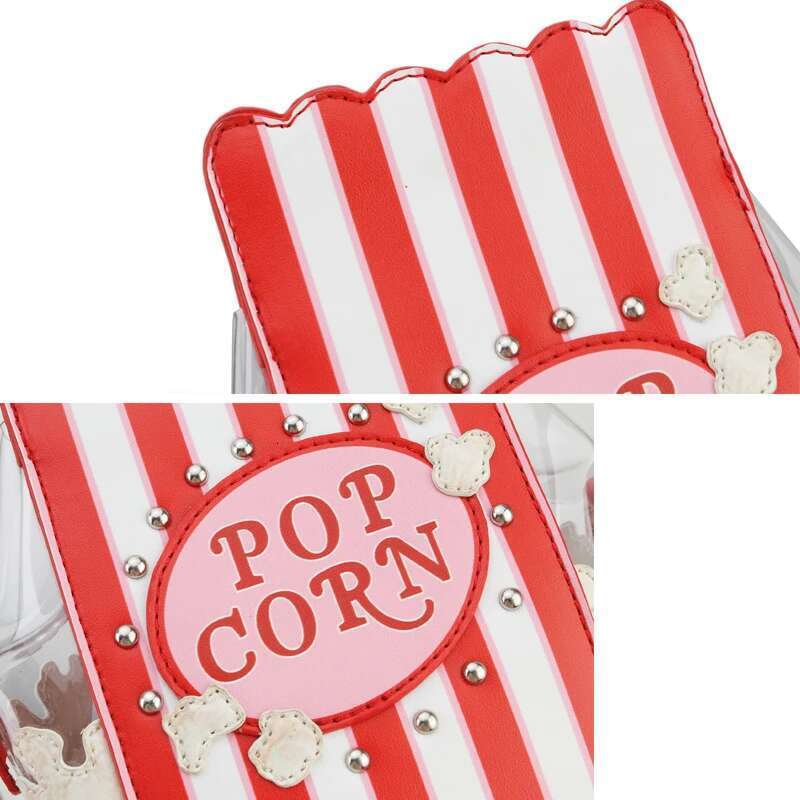 Popcorn Red Stripe Design Chain Shoulder Crossbody For Women Fashion Girls Purses And Handbags Novelty Clutch Bag