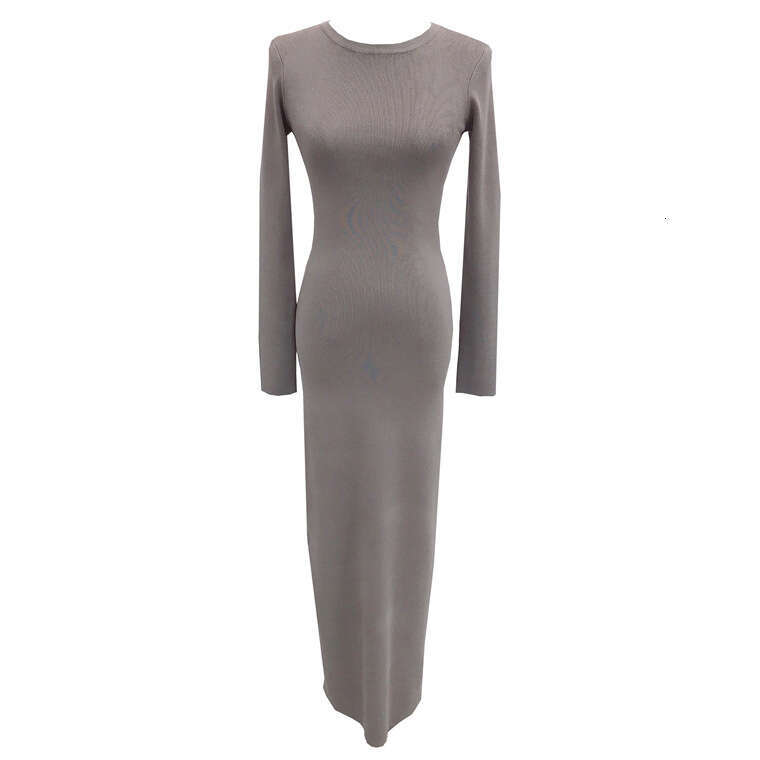 White Dress Maxi Dress 6889 Delicate~Round Neck Pure Desire Sexy Waist Slimming Over Knee Paper Figure Dress Long Skirt KQ