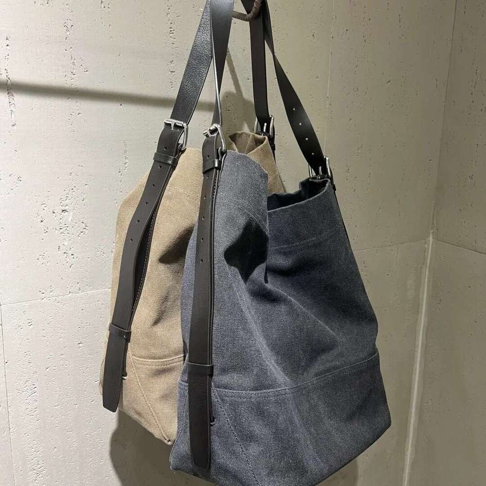 Tote Bag Spring New Jennie Same Style Lemai E Canvas Large Capacity Tote Commuter Single Shoulder Crossbody Bag KQ
