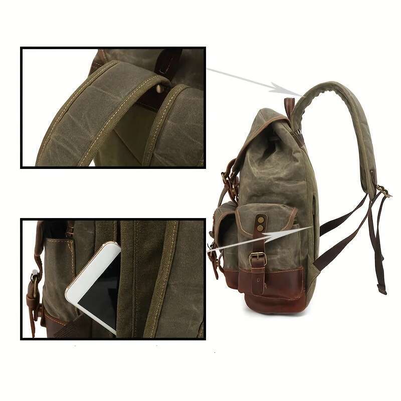 Vintage Men's and women's backpacks Outdoor sports bag waxed canvas waterproof travel computer backpack