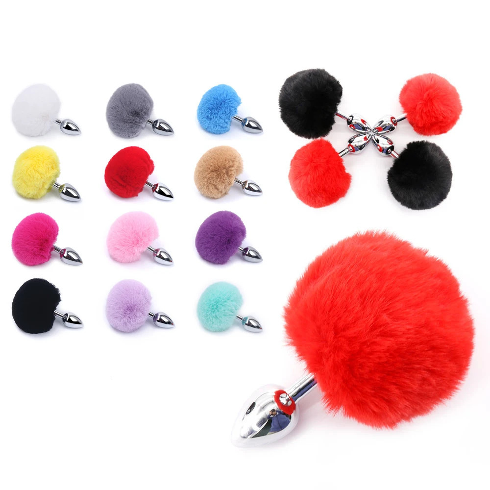 Metal Plush Rabbit Tail Anal Plug Prostate Massager Butt Plug Rabbit Ear BDSM Cosplay Erotic Sex Toys for Women Adults Sex Game 250515
