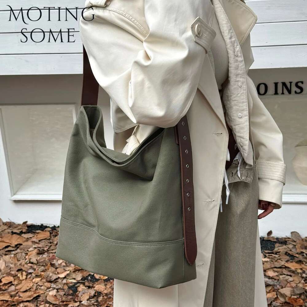 Motingsome Spring Series High Quality Canvas Tote Bag Retro Design Shoulder Handbag Large Capacity Casual Daily Bucket 2025 New