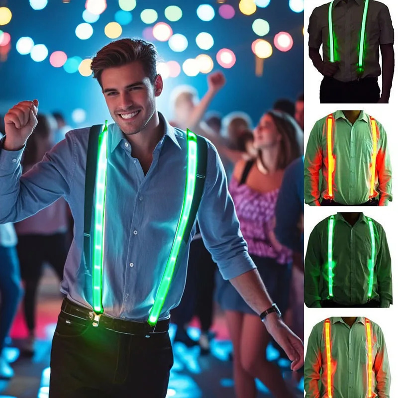 LED Glowing Bow Suspenders for Men Wedding Party Accessories Glow in The Dark Bright Materials Birthday Festival SD01 250515