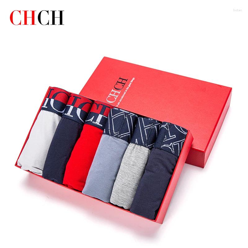 Underpants CHCH 6Pcs/Men's Underwear Fashion High Stretch Boxers Briefs Shorts Breathable Soft Men's Plus SizeL-3XL