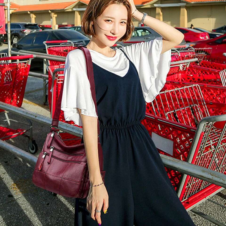 Two Layers Genuine Brand Leather Shoulder Messenger Handbags Designer High Quality Crossbody Bags For Women Sac