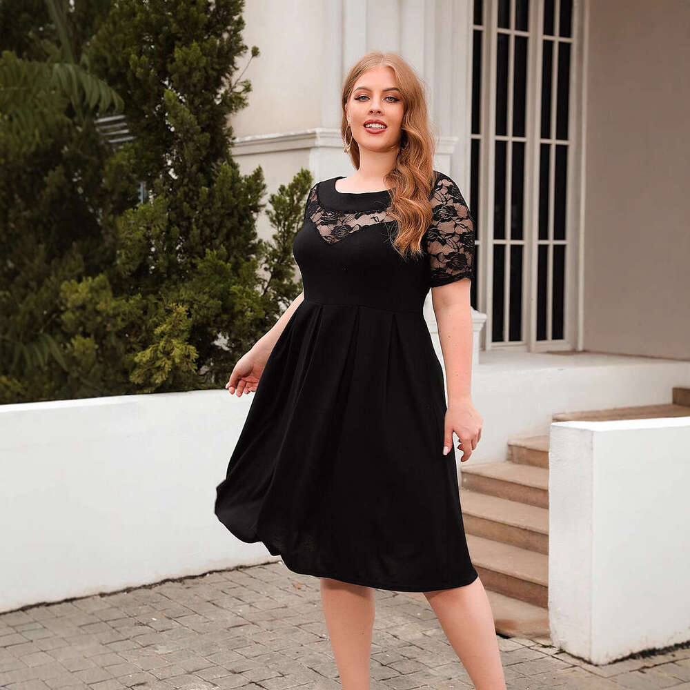 Plus Size Tender Beach Dress Womens Dress Birthday Dress Luxury Dress New Hollowed Out Lace Casual Loose Fitting Vacation Commuting Dress Oversized Wo