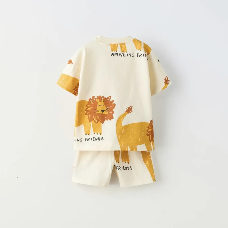 Short Sleeve Outfit Full Print TshirtShorts Baby Casual Round Neck Tops Shorts Two Piece Toddler Boys Style Tees Tracksuits 250515