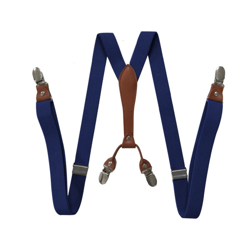 1pc Fashion Suspenders Men Women 2.5cm Wide X-back 4 Clips Adjustable Elastic Trouser Braces Straps Gifts to Dad Husband 250515
