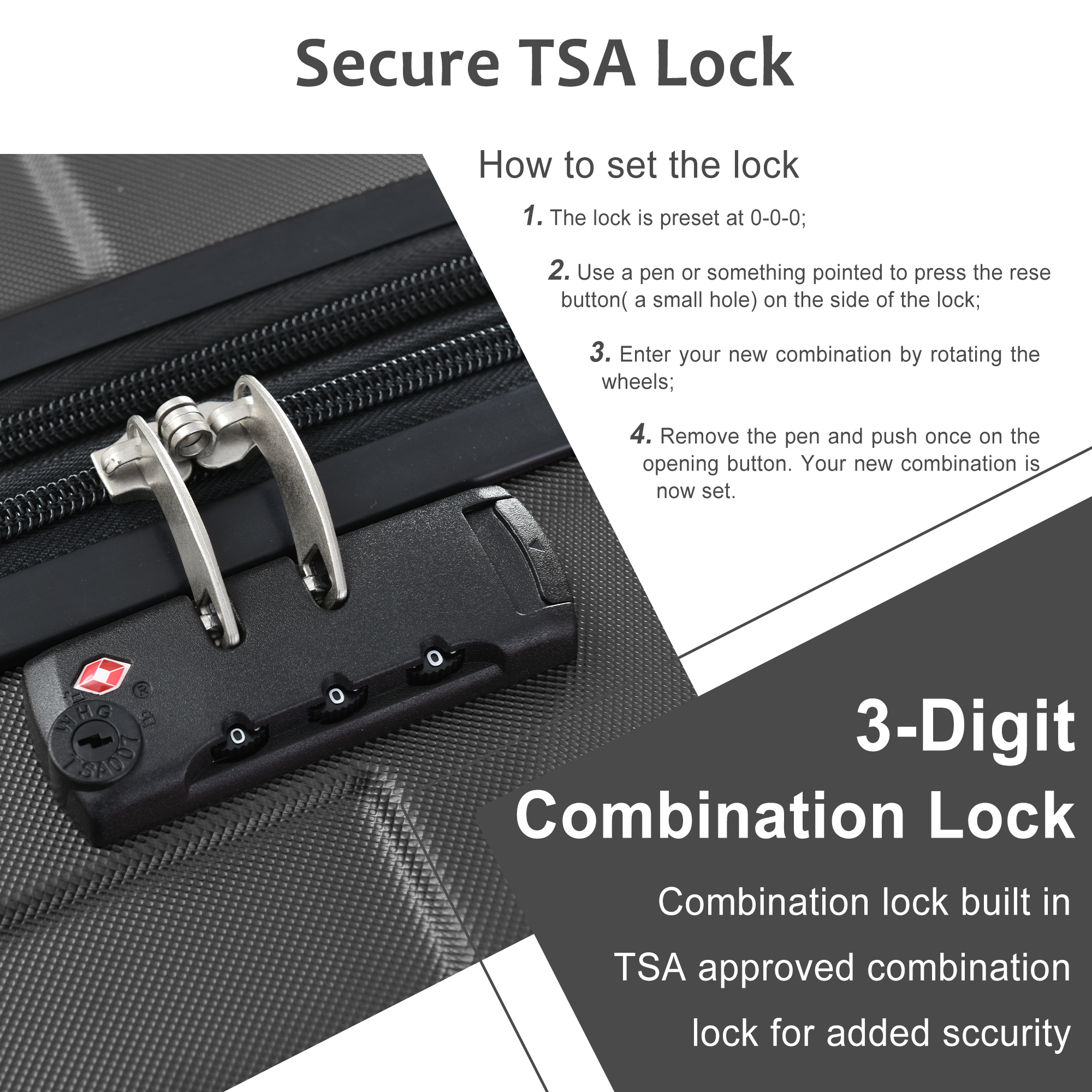 Luggage Sets 3 Piece, Expandable Hard shell ABS Suitcases with Double Spinner, Travel luggage Set with TSA Lock allows for wide luggage travel (20/24/