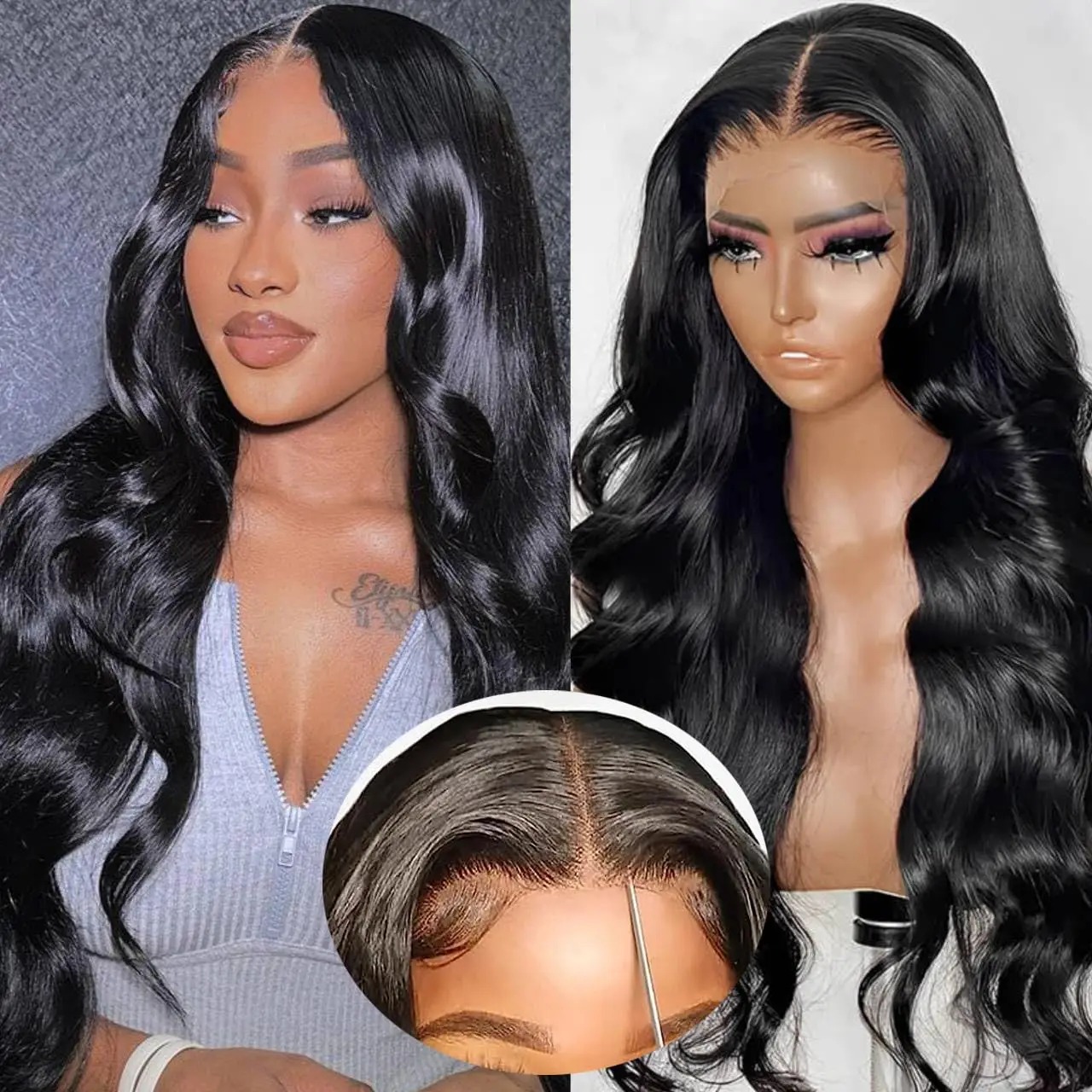 250 300 Density 30 40 Inch Body Wave Lace Front Human Hair Wigs Water Wave 13x4 13x6 HD Transparent Lace Frontal Wig Synthetic Lace Front wigs For Wom