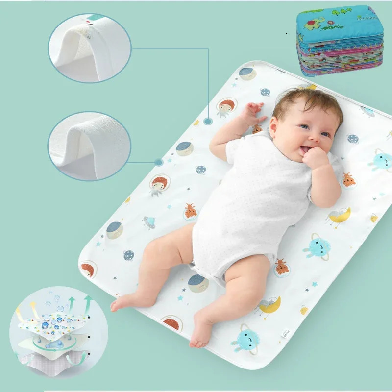 Baby Changing Mat Diaper Reusable Waterproof Cotton Changing Pad Baby Diaper Mattress born Print Floor Mat Play Foldable 250515