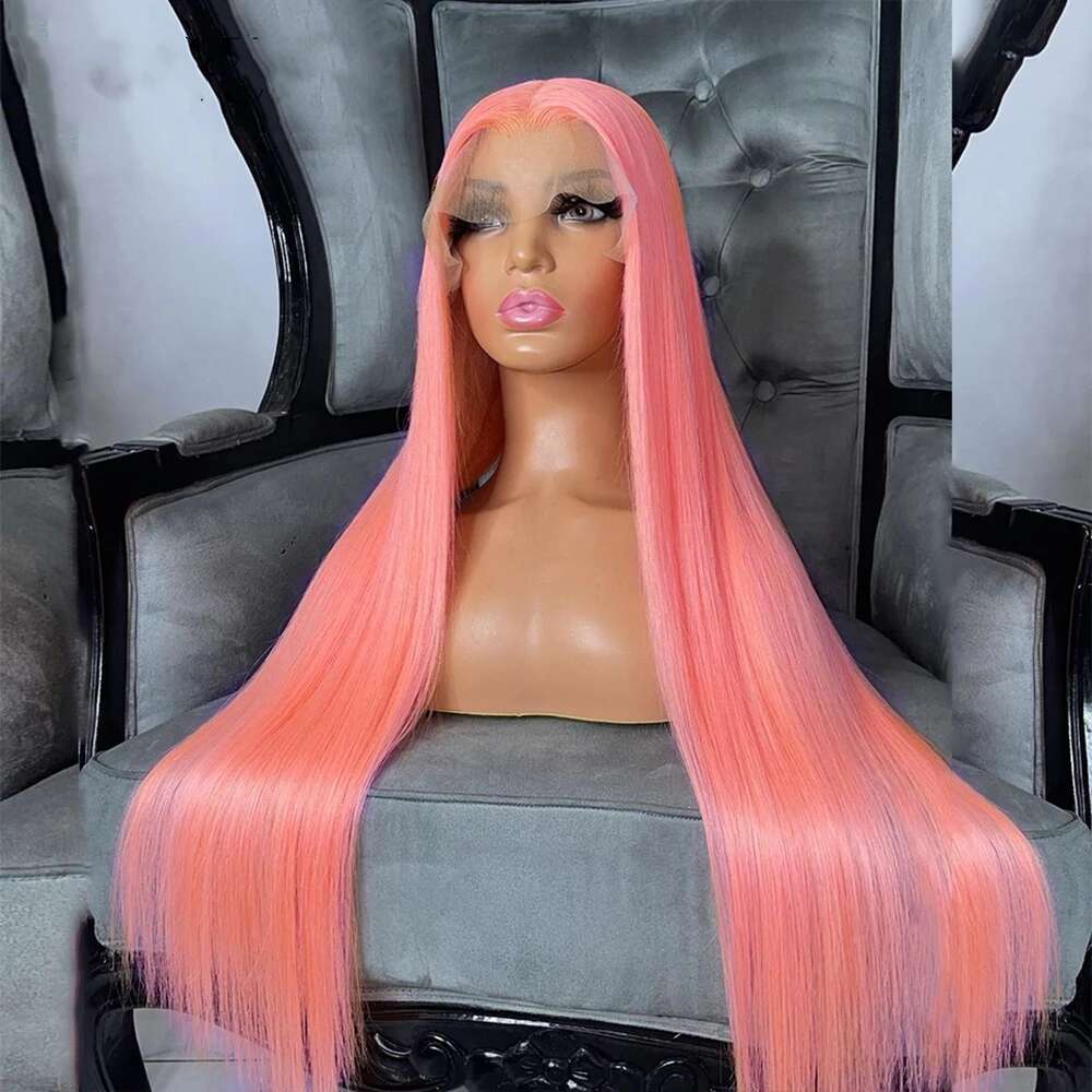 Bone Straight 13x4 13x6 Hd Frontal Light Pink Front Wig Human Hair 100% For Women Transparent Lace Colored Wigs Brazilian