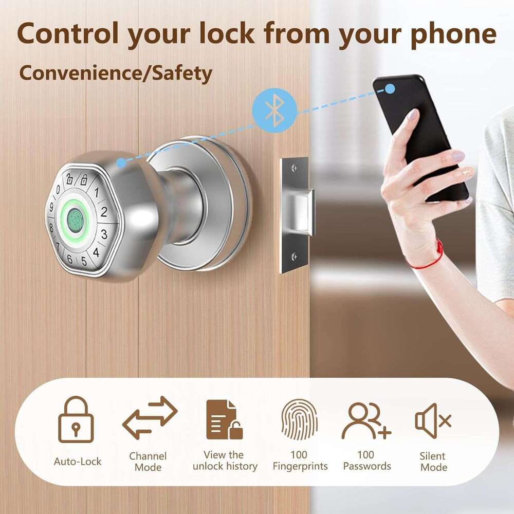 Spherical lock indoor wooden door bedroom office apartment password lock American graffiti APP fingerprint lock