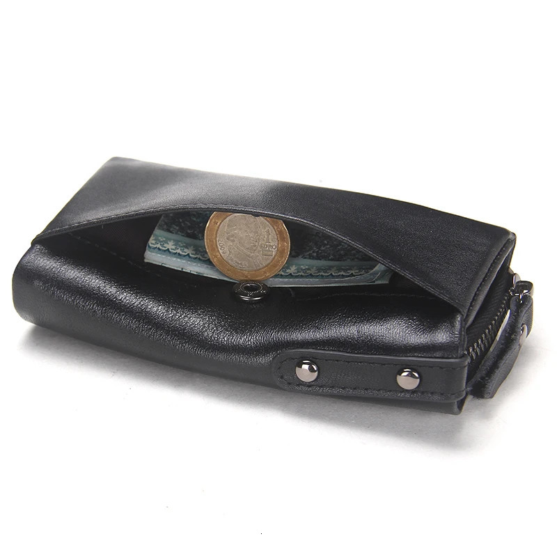 CONTACTS Genuine Leather Men Key Wallet Small Male Purse with Coin Pocket Key Holder Man Pouch Housekeeper High Quality Keyring 250515