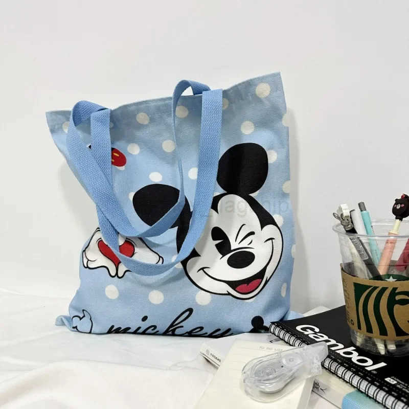 Disney 2025 New Mickey Canvas BagVersatile Womens Shoulder BagCommuting Tote BagLarge Capacity Tote BagMummy BagXJ250515