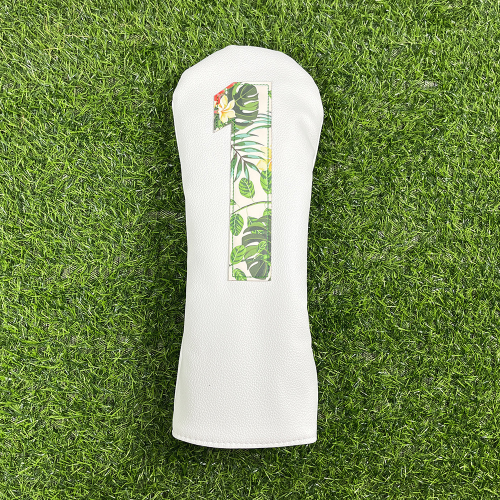 GGolf Headcovers Summer Fashion Head Cover High Qaulity Driver Wood Cover Set White Premium Leather Driver Fairway Hybrid Golf Wo 240619