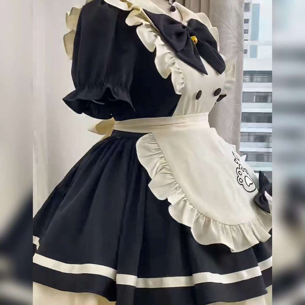 Lovely Soft Girl Costume Bow Dog Short Servant Lolita Sweet Set
