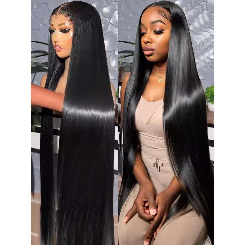 40 46 Inch 13x4 13x6 HD Transparent Bone Straight Lace Front 220 Density Brazilian Human Hair Wigs For Women