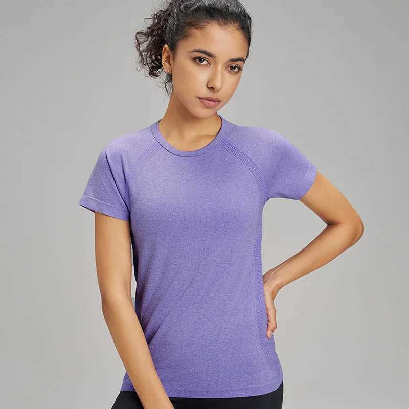 Ten Color Quick Dry Sports Short Sleeve T-Shirt Womens Sweatshirt Breathable Fitness Clothing Solid Color Short Sleeve Top M250515