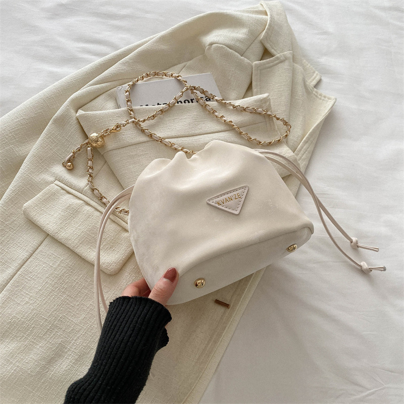 2025 Minimalist Drawstring Bucket Bag - Solid-Color Crossbody Purse for Women, Korean-inspired Spring Summer Small Shoulder Bag Free Shipping