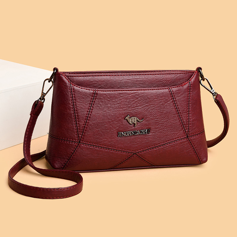 New minimalist embroidered thread crossbody bag retro solid color crossbody bag spliced large capacity fashionable and versatile single shoulder cross
