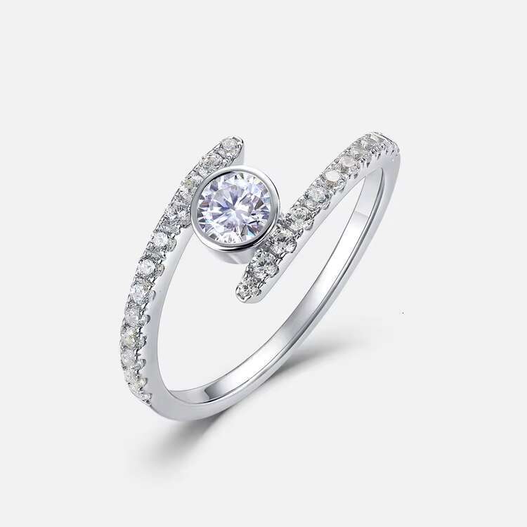 Jewelry 0.3/0.5/1ct/2ct/3ct Classic Wedding Engagement Pure Silver Carbonaceous Silica Ring Popular
