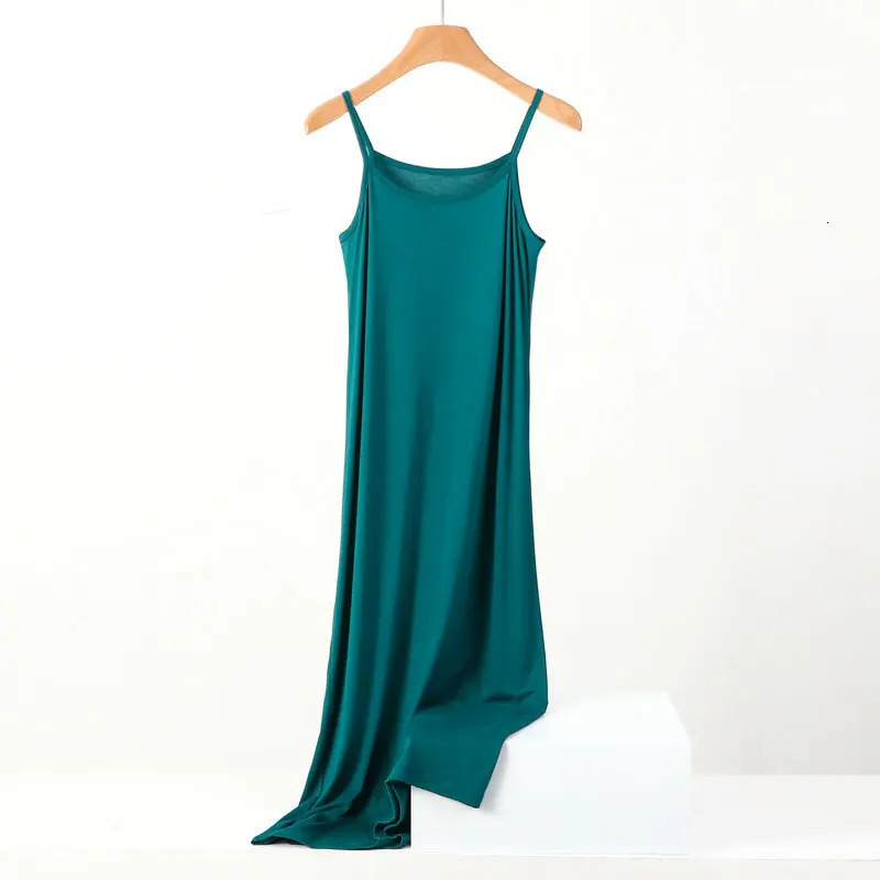 Plus size spring and summer versatile slim long inner nightgown suspender modal cotton solid color bottoming dress 250515