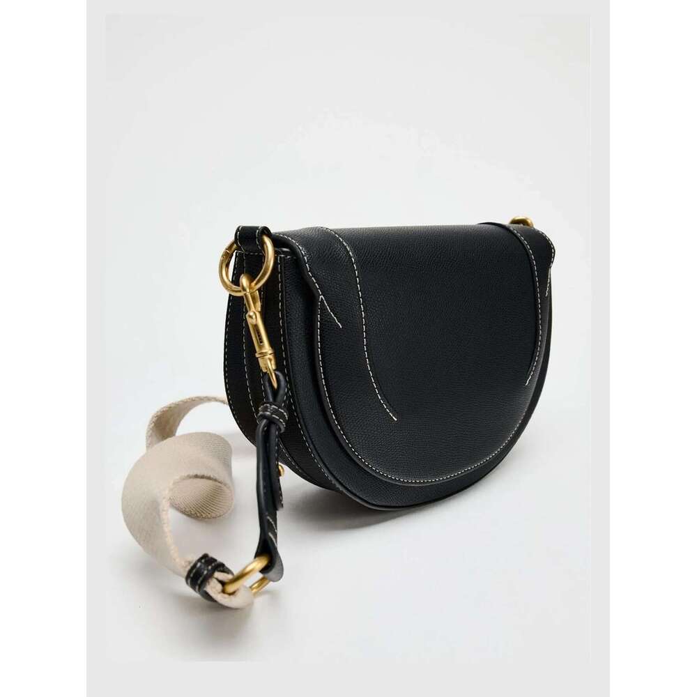 Autumn and winter new women's handbag advanced color contrast line embellished single shoulder crossbody bag