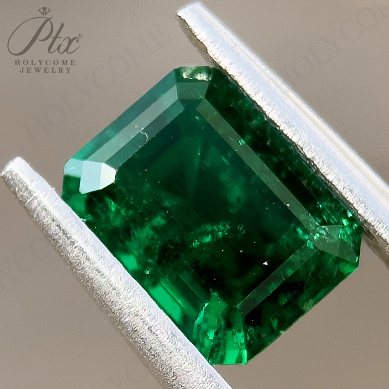 Lab Grown Zambian Emeralds Loose Colombia Emeralds Hydrothermal Hand Cutting Emerald Cut With Cracks Inclusions Inside Charms