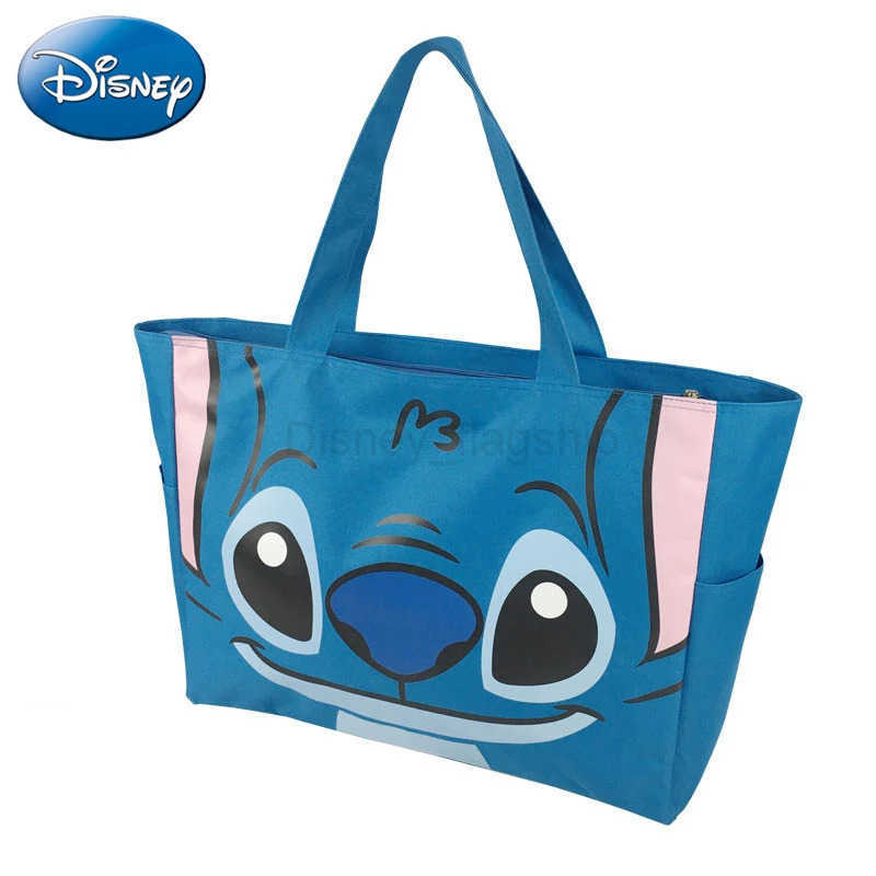 Disney 2025 New Stitch extra large portable shopping bag spliced waterproof foldable cartoon canvas travel bag mommy bagXJ250515