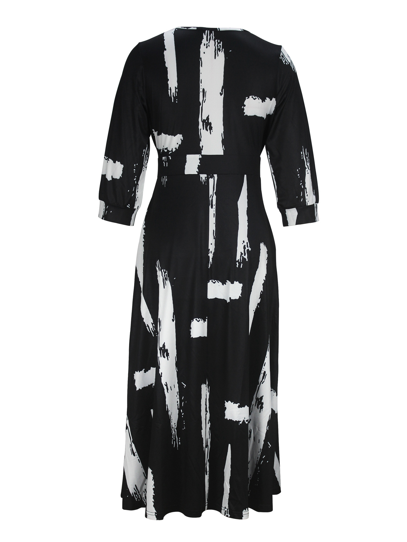 Plus Size Dresses Artistic Black White Print Maxi Dress Elegant Fashionable Women's Gown Sexy 2025 Style