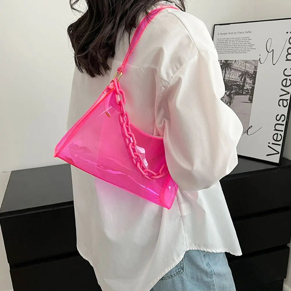 Fashion Ladies Jelly Bags PVC Clear Bag Underarm Bags Casual Women Summer Handbags Purse Cell Phone Shoulder Bag 250515