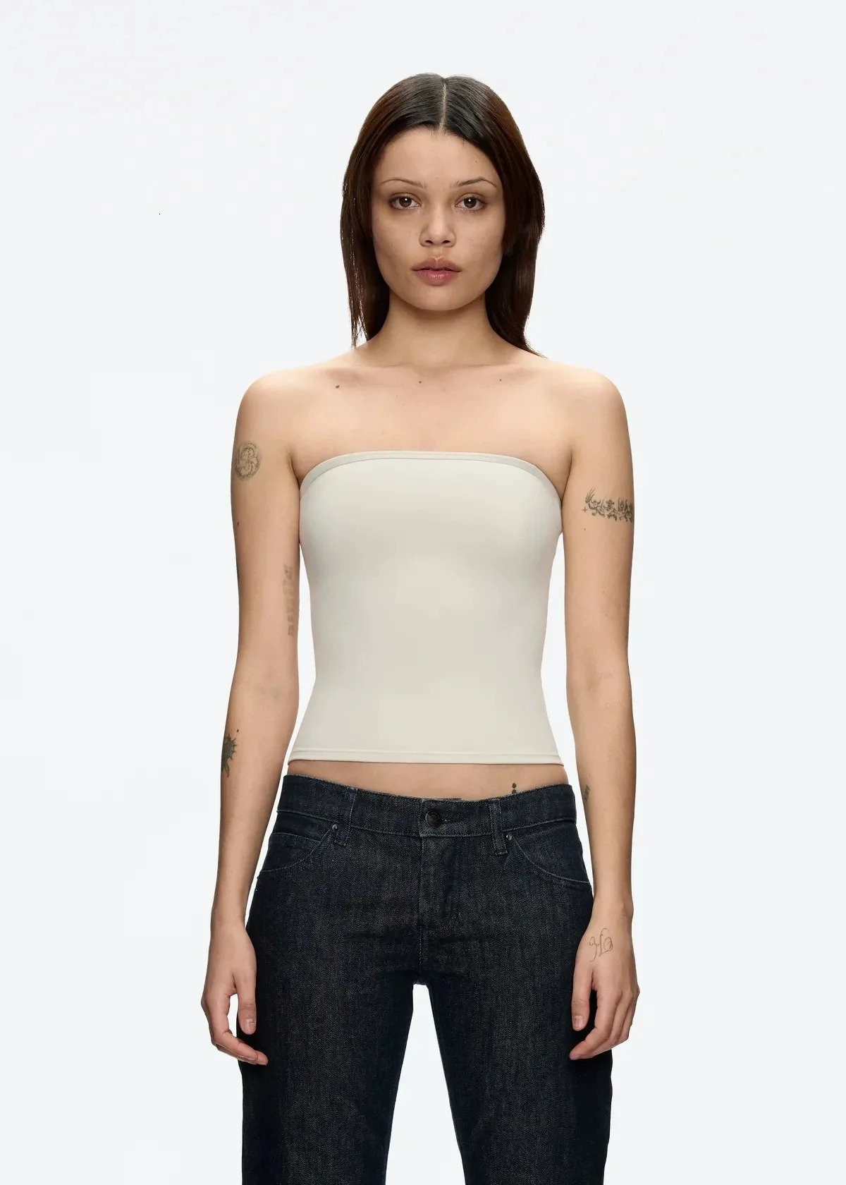 Tank 25ss minimalist style solid color soft slim breathable tube top 250515