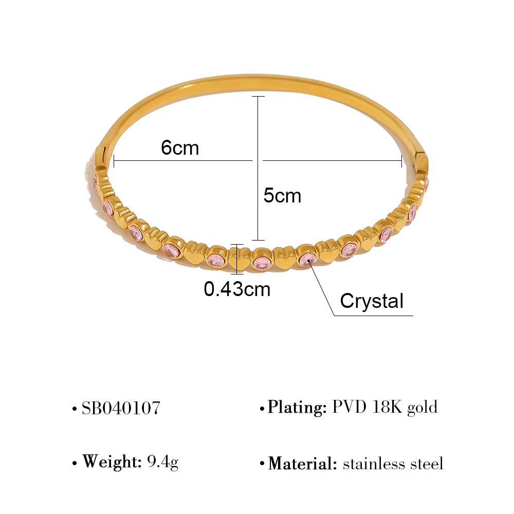 2025 New 18K Gold-Plated Titanium Steel Crystal Bangle with Star Design and Zirconia Stones, Open Adjustable Bracelet for Stylish Hands