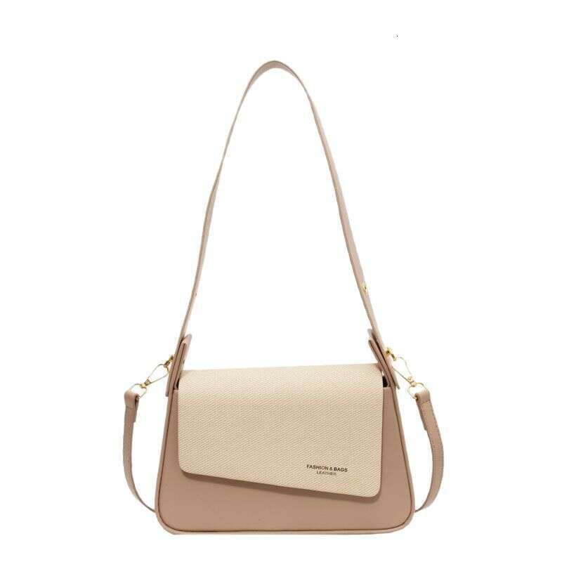 Women's new texture wide strap small square contrasting color fashionable handbag simple single shoulder crossbody bag