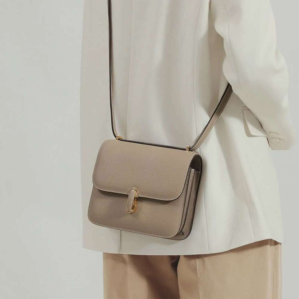 ITAMOOD Simplicity Genuine Leather Women's Small Square Retro Satchel Shoulder Bag For Daily Commuting Use