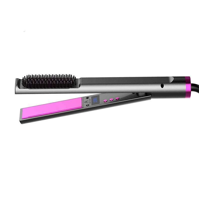 Professional 2 in 1 Straightener Electric Flat iron Anti-Scald Brush Hot Comb Hair Style Tool