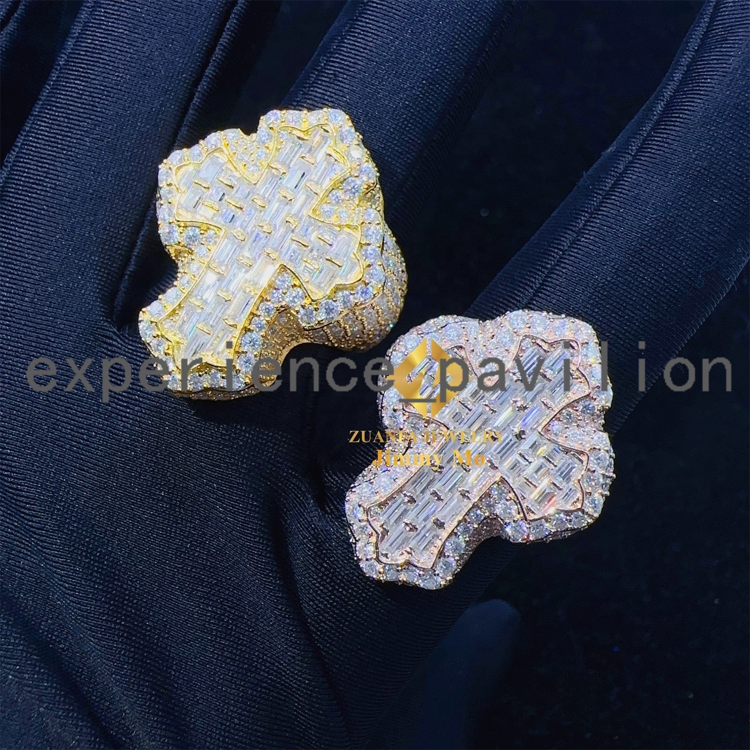 New Design 925 Silver Pass Diamond Tester VVS1 Baguette Moissanite Iced Out Hip Hop Cross Shape Man Ring